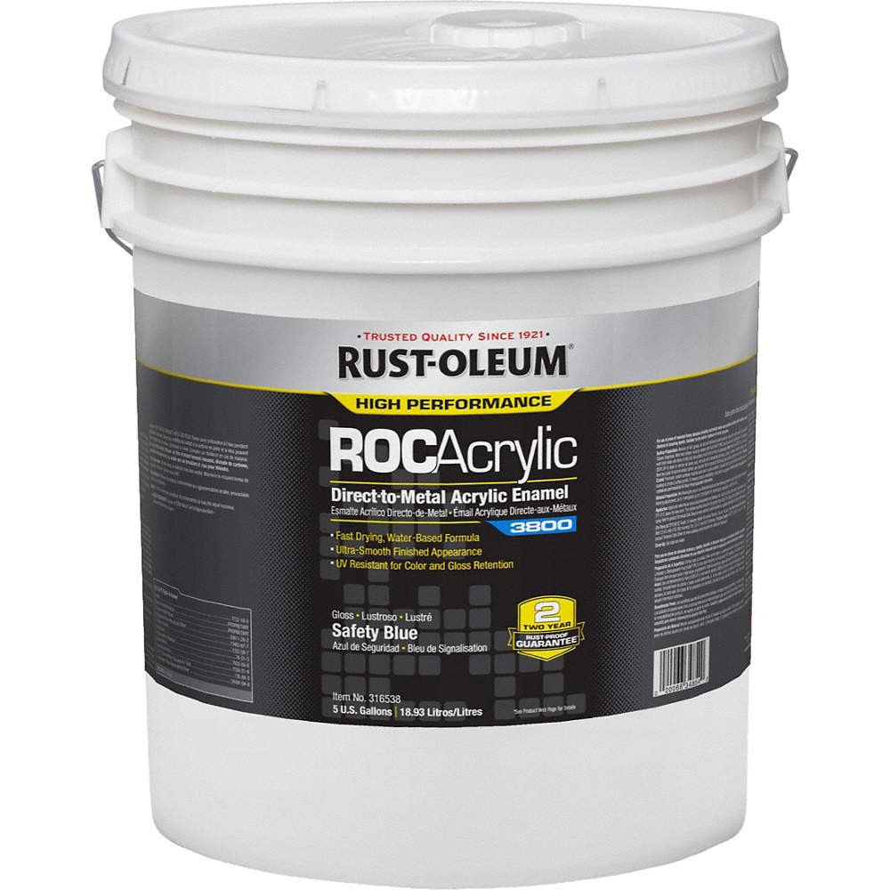 RUST-OLEUM 316538 Acrylic Enamel Coating,Safety Blue,5 gal 454H34