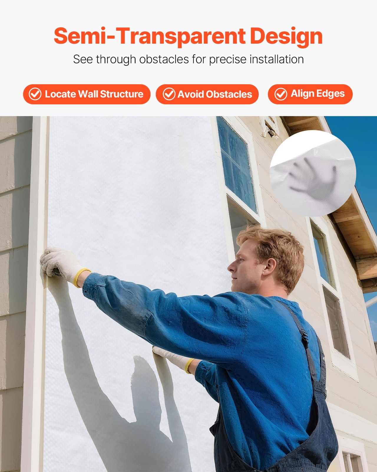 VEVOR 4.5 x 150 ft House Wrap 0.13 mm Thick Drop Cloth Vapor Barrier Covering