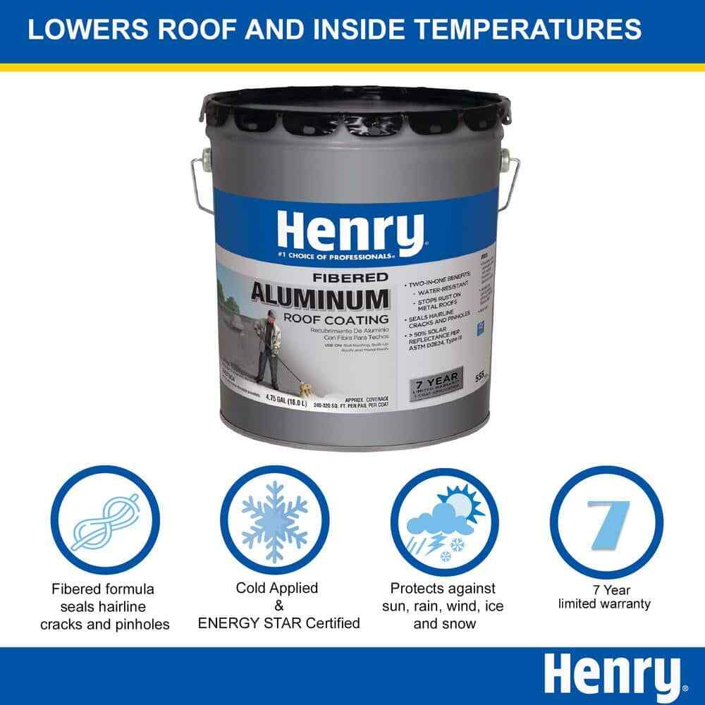 4.75 Gal. Fibered Aluminum Reflective Roof Seals Hairline Cracks and Pinholes