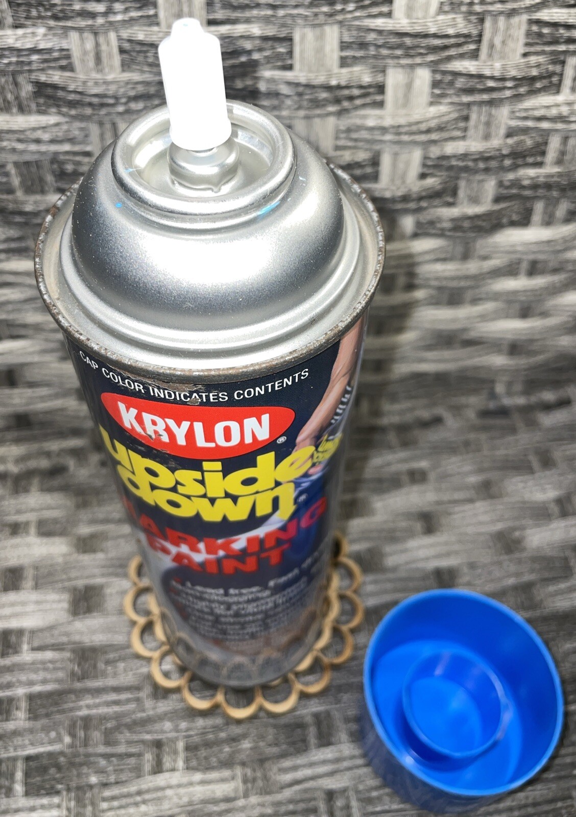 Krylon Industrial Upside Down Marking Paint CAUTION BLUE #7163 17oz Spray Can