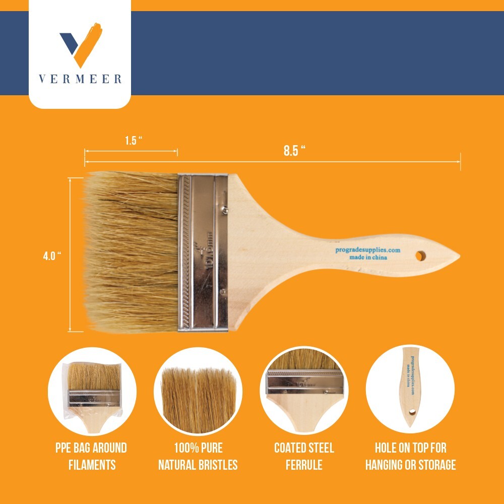 24Pk – 4″ Chip Brushes for Paints, Stains, Varnishes, Glues & Gesso