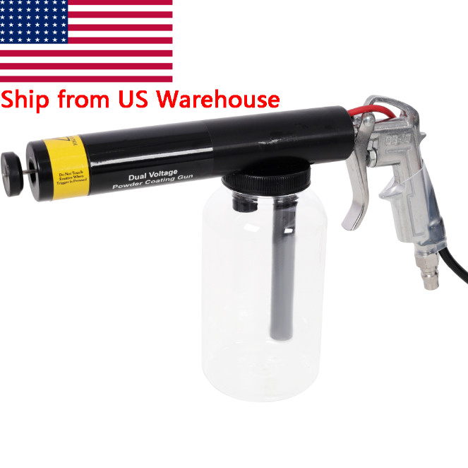 15KV 25KV Dual Voltage Powder Coating Gun, 120V, Clear Bottle