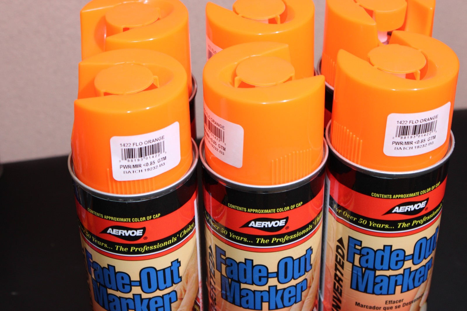 Aervoe Inverted Fade-Out Marker Paint 15 oz. 1422 Fluorescent Orange 6-Pack
