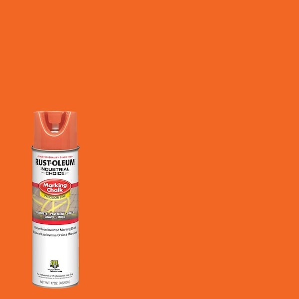 Rust-Oleum 205233 Inverted Marking Chalk Aerosol, 17 Oz, Apwa Orange, Water