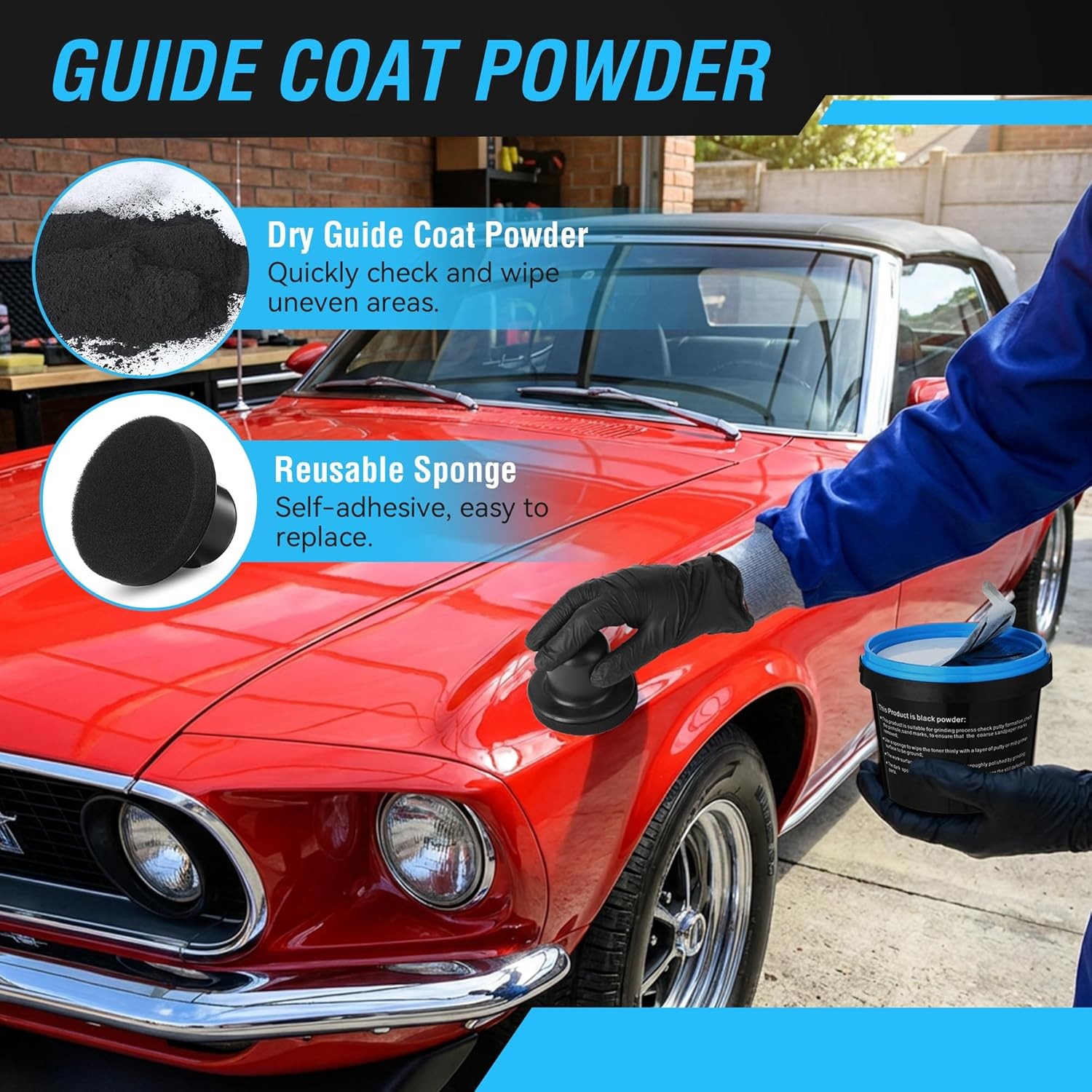 Black Dry Guide Coat Powder 5.3oz Auto Body Sanding Highlights Scratches