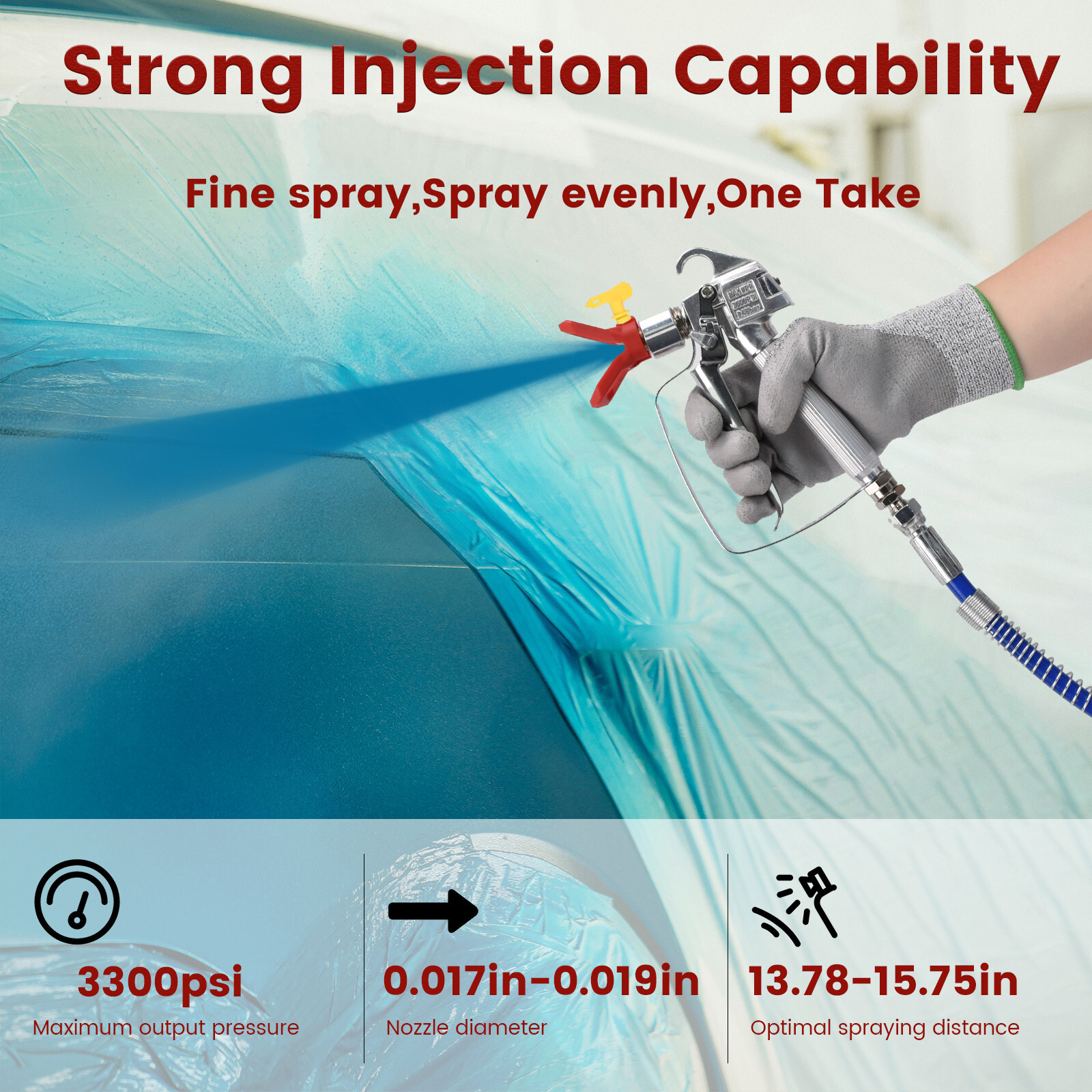 2.5HP High Pressure Airless Paint Sprayer High Efficiency Power Painting 220V