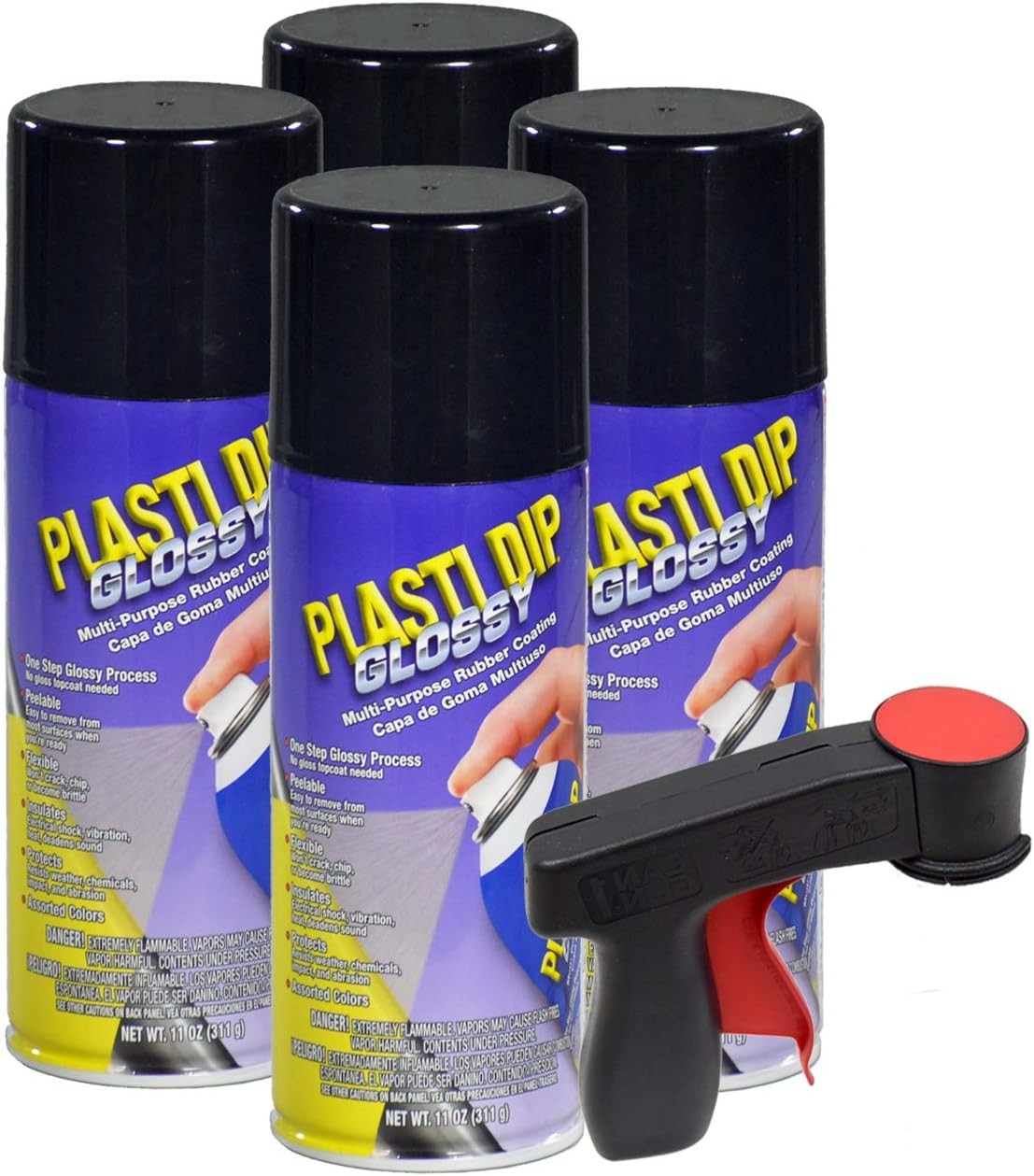 4 Pack Plasti Dip Glossy Rim Coating Kit 11 oz Aerosol cans W/ bonus Cangun Tool