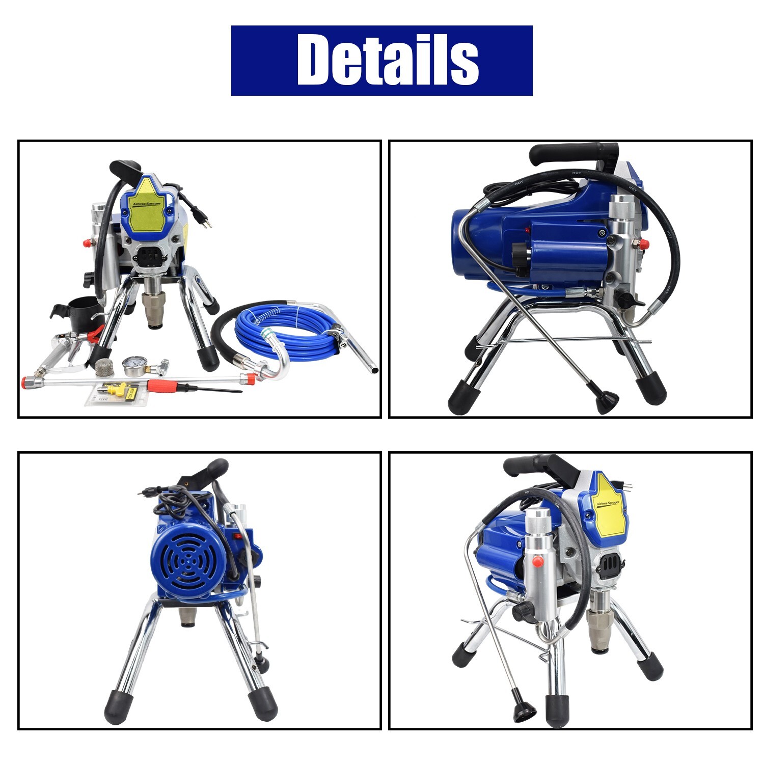 5HP Electric Airless Paint Sprayer High Efficient 3300PSI W/Extension Rod 110V