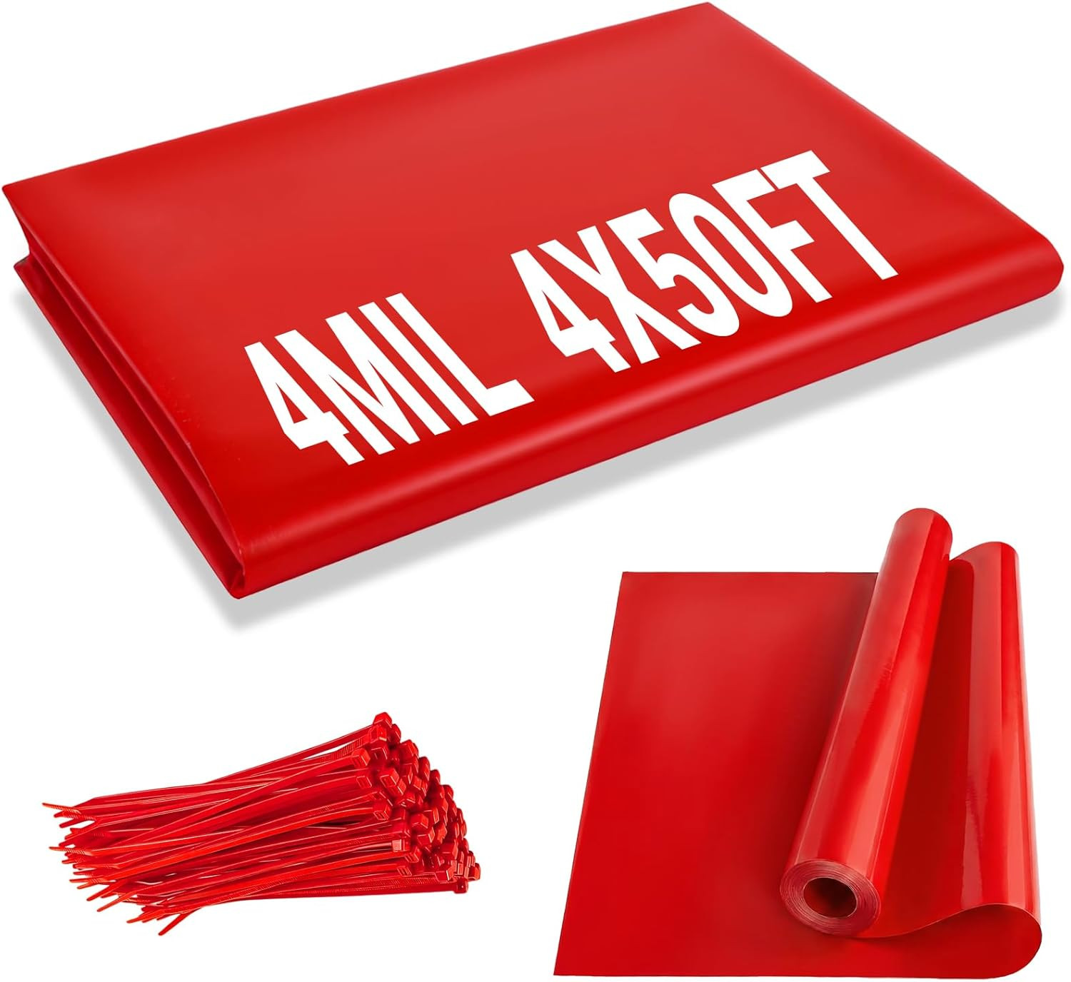 4 Mil Red Plastic Mulch, 4 X 50 Ft Garden Plastic Sheeting – Pinhole Drainage, H
