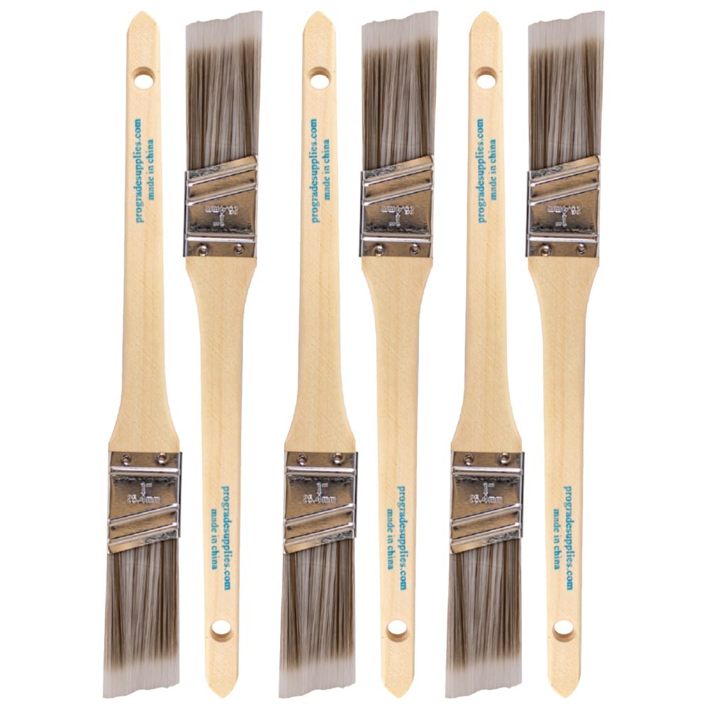 6-Pack – 1″ Angle Sash Brushes for All Latex and Oil Paints & Stains