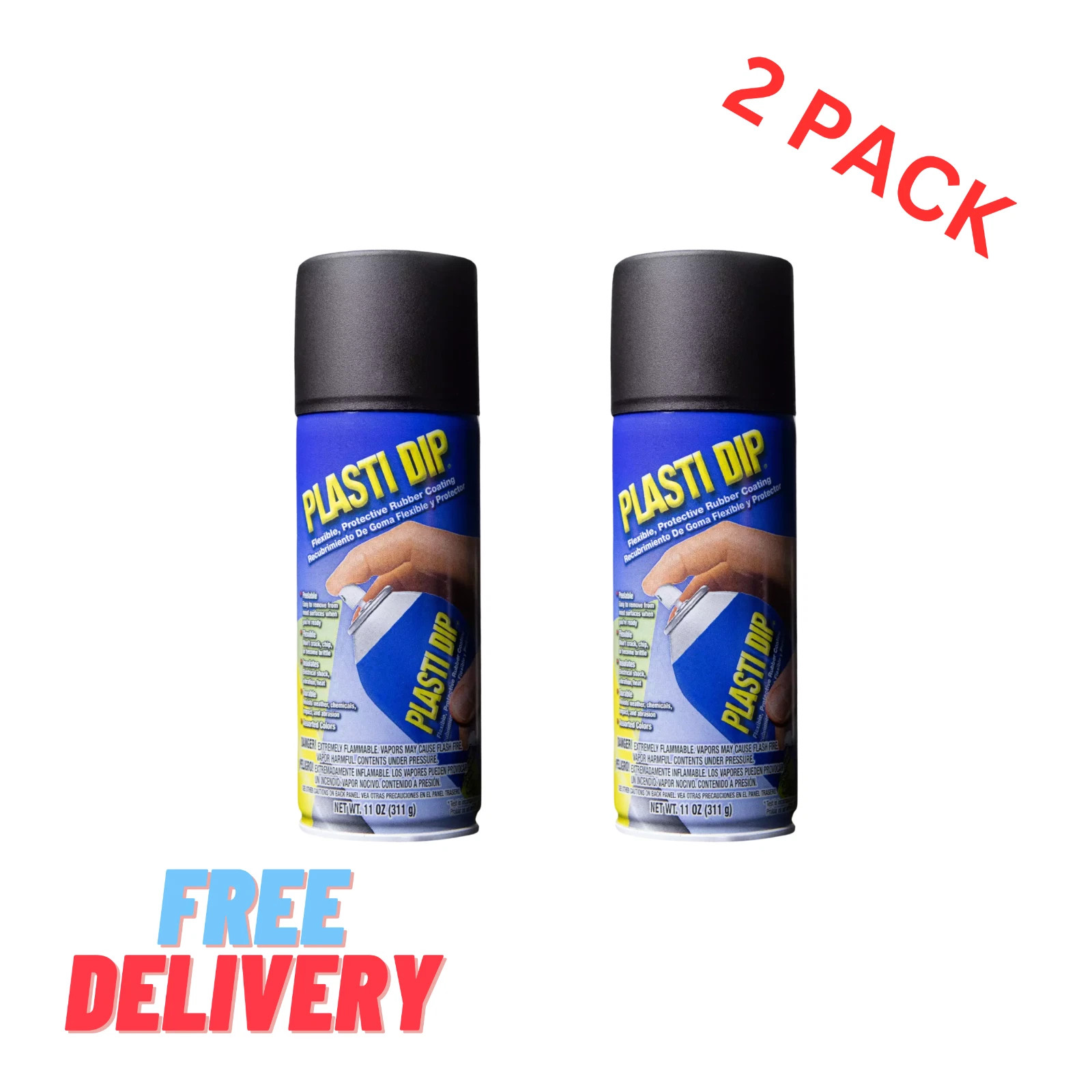 2- Pack of Plasti Dip Rubberized Matte Black Spray, 11Oz