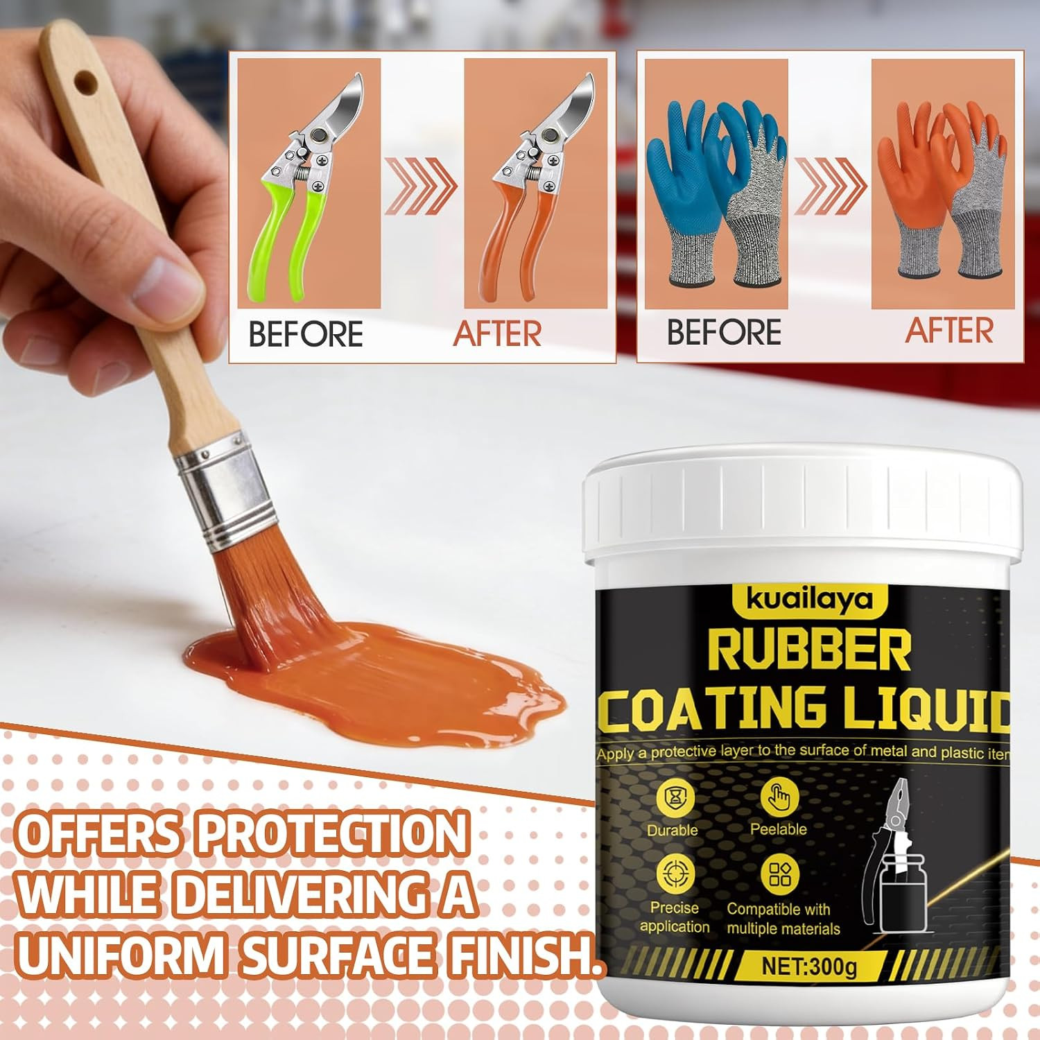 Rubber Dip for Tools, Liquid Rubber Dip Tool Handle Dip Coating Effective Protec