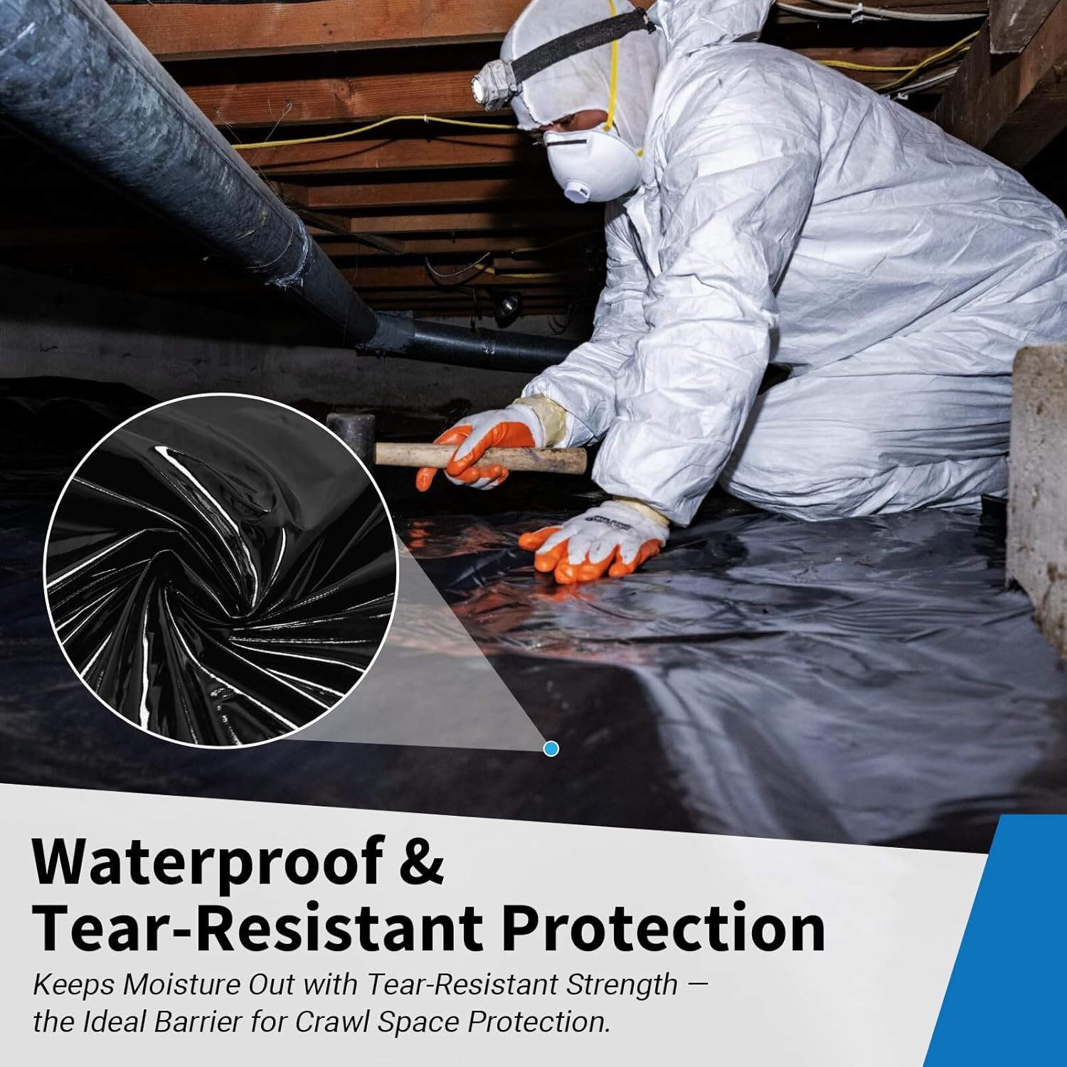 Black Plastic Sheeting, 6 Mil 10′ X 50′, Crawl Space Vapor Barrier, Vapor Barrie