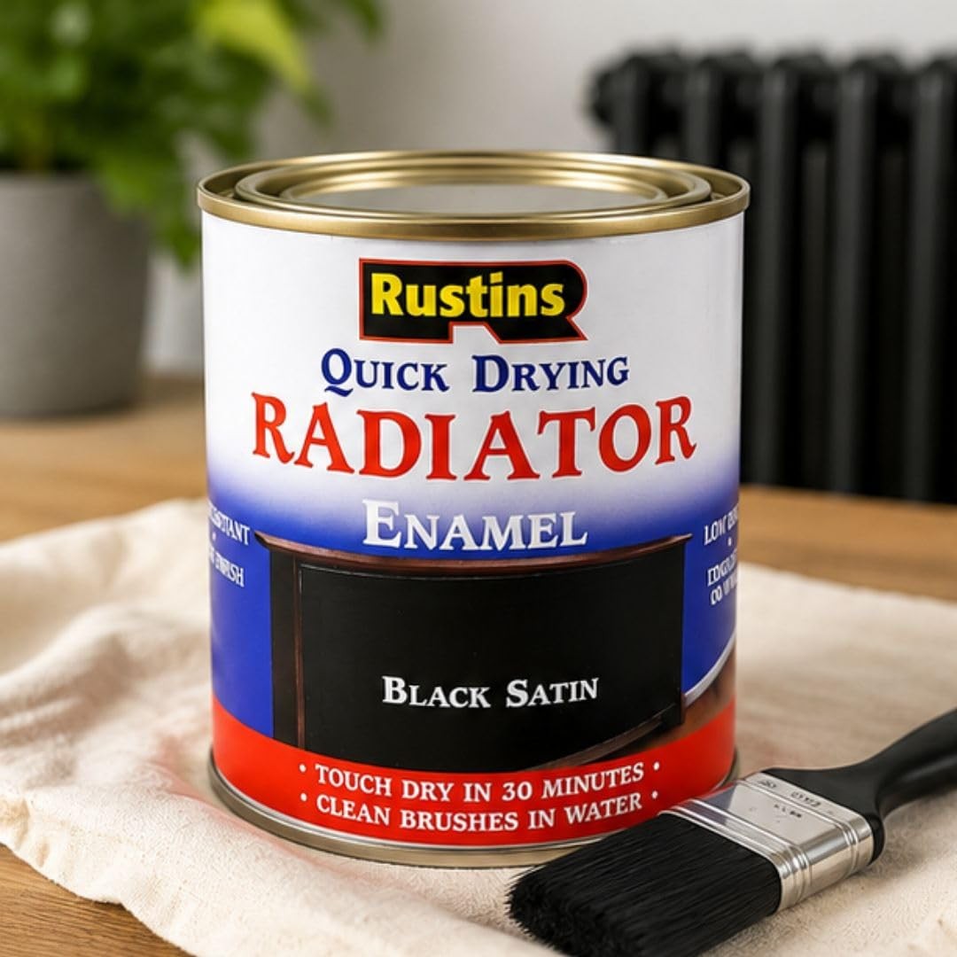 Rustins Quick Drying Radiator Enamel Satin, 8.45 Fl Oz (Pack of 1), Black