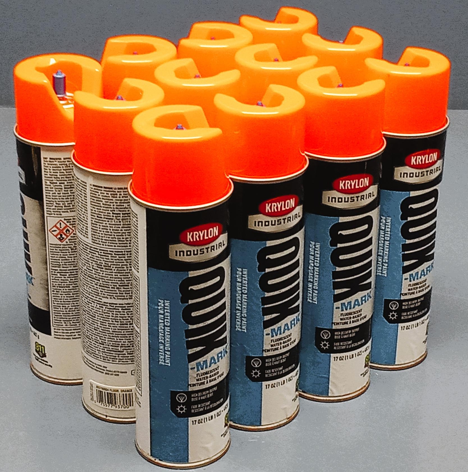 (12 Cans) Krylon Quik Mark Water Based Marking Paint Fluorescent Orange – 17oz
