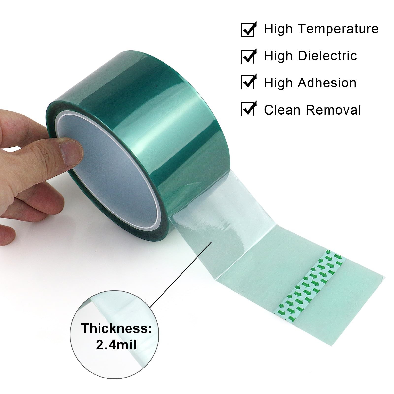 BOMEI PACK High Temp Tape Powder Coating, 2 inches x 216 Feet, Green