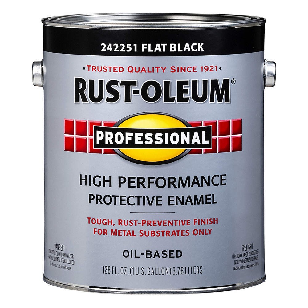 RUST-OLEUM 242251 Alkyd EnamelBlack,Flat,1gal 3ZHX1