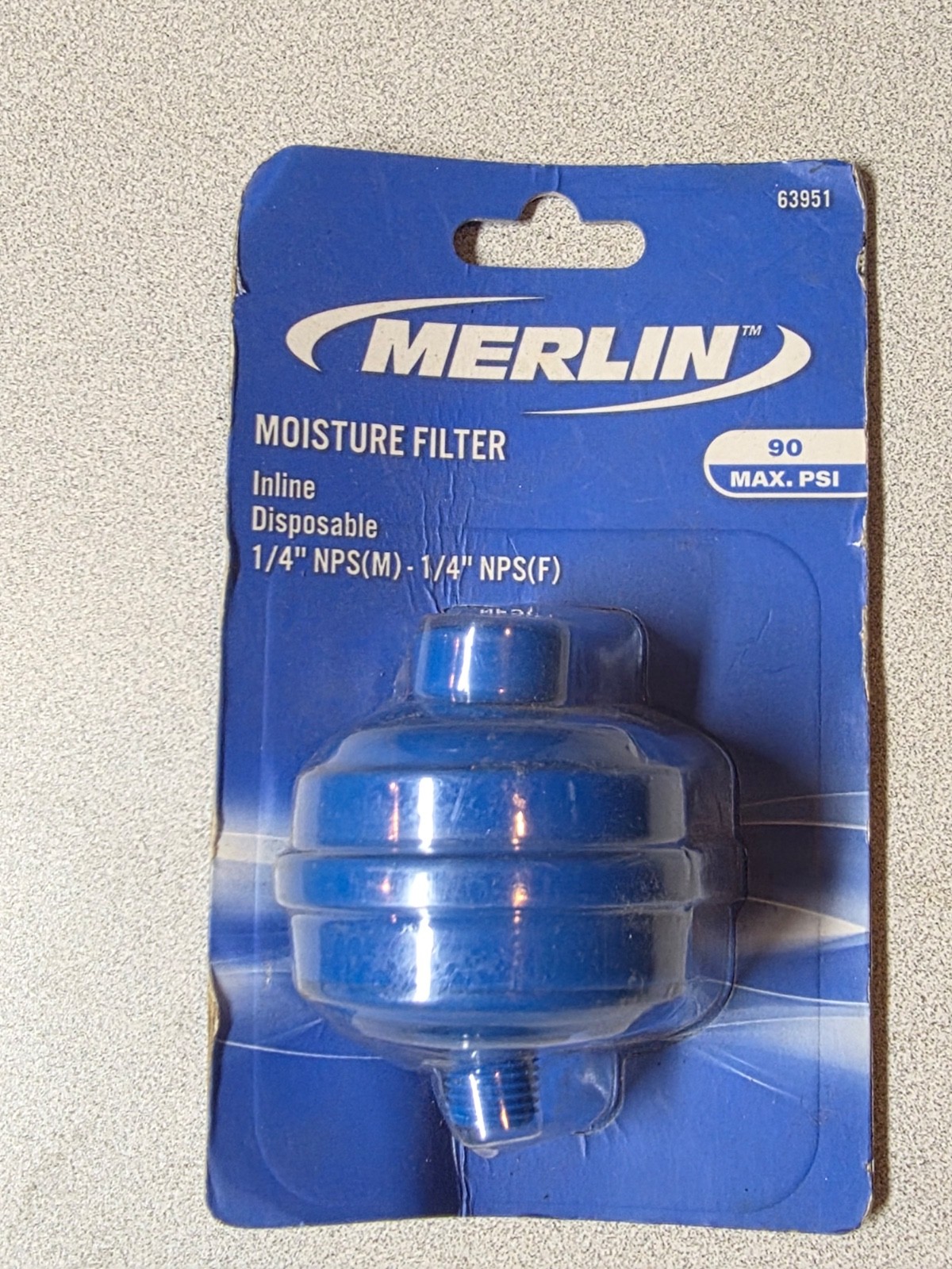 Merlin Moisture Filter for Paint Gun Disposable Inline 1/4″ NPS(M) – 1/4″ NPS(F)