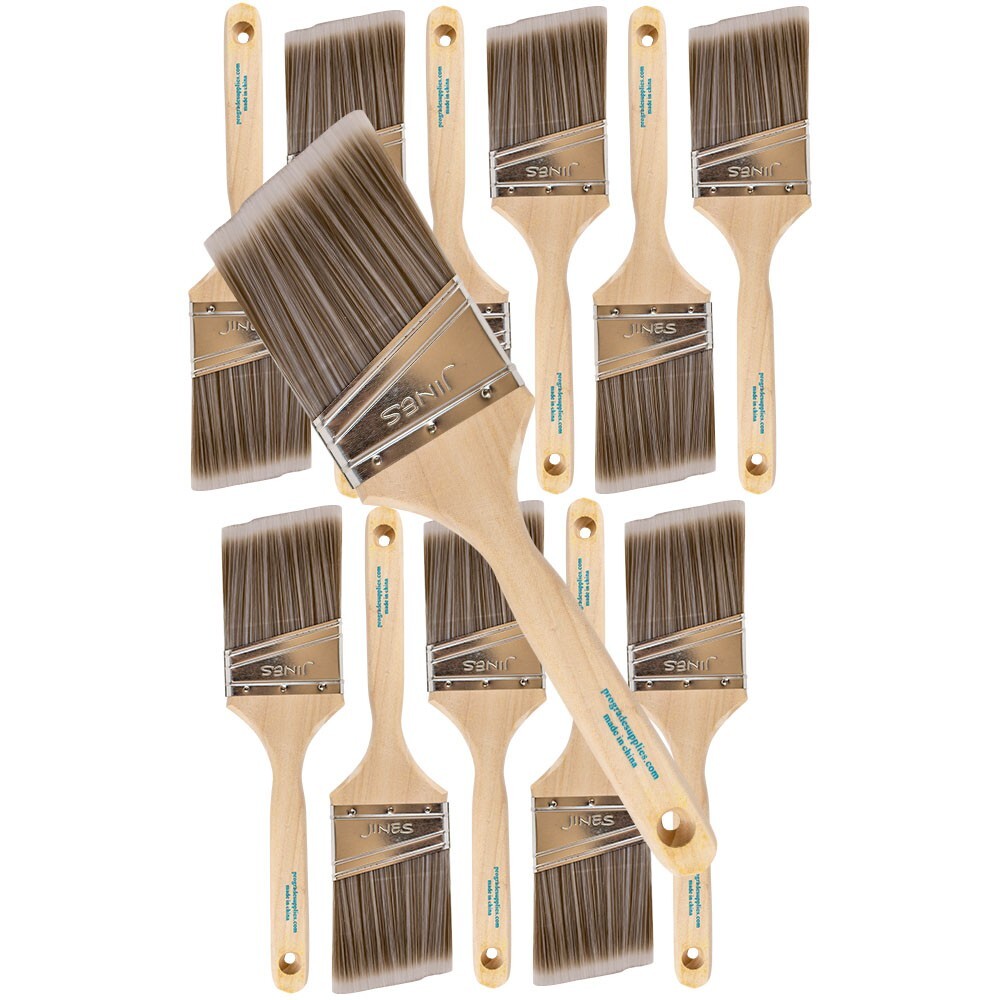 12 Pack – 3″ Angle Brushes for All Latex and Oil Paints & Stains