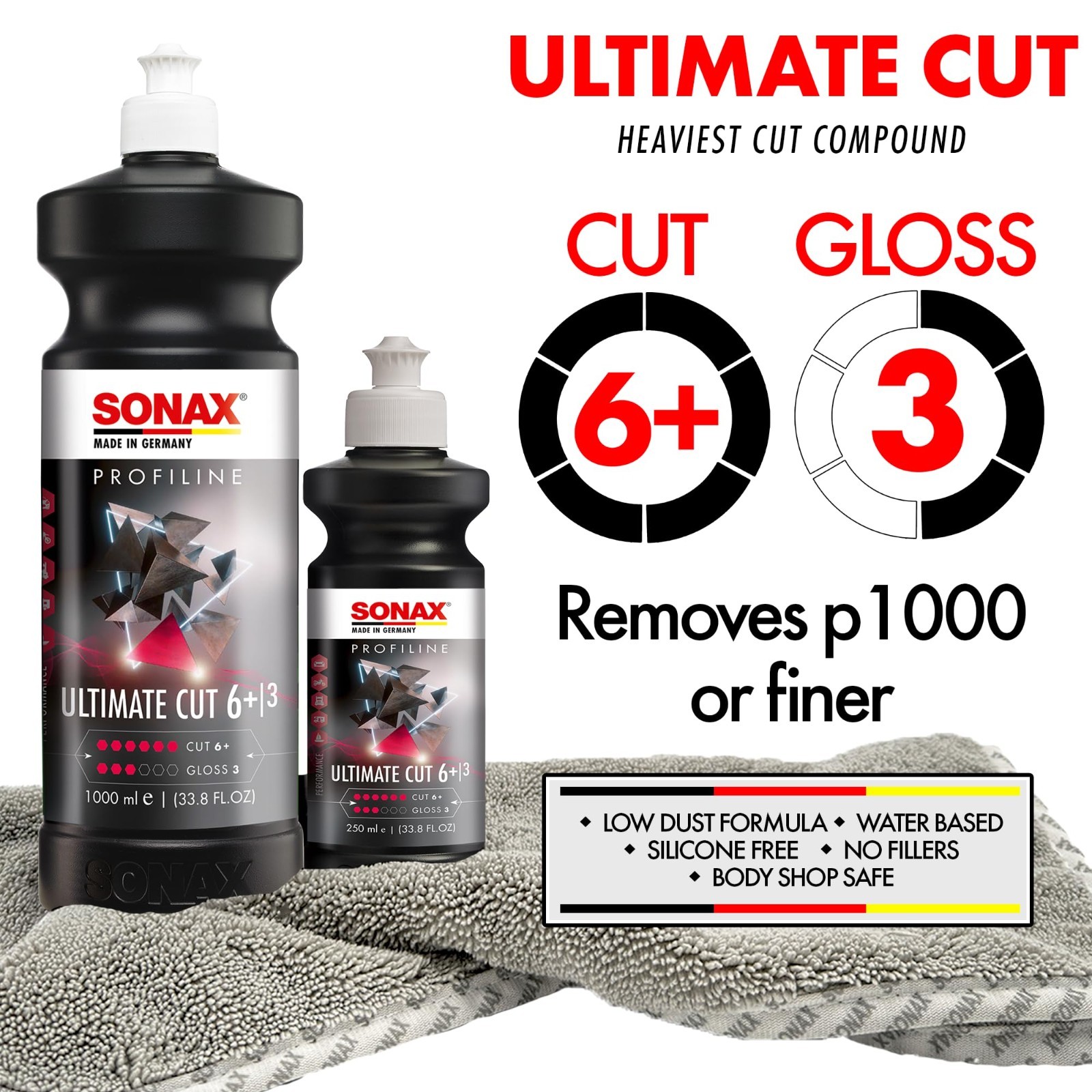Ultimate Cut Abrasive Compound 250ml – Water-Based Polish for Deep & Sand Scratc