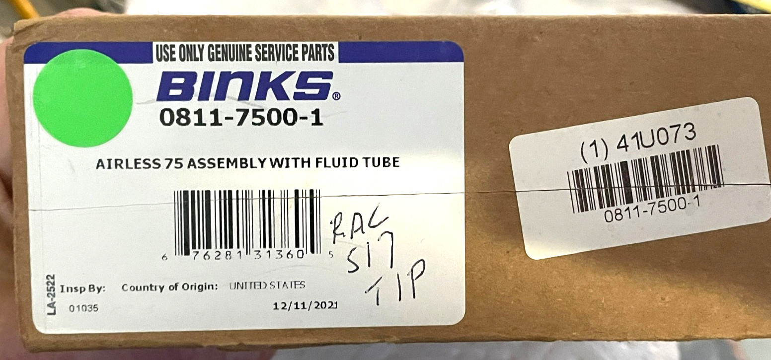 BINKS AIRLESS GUN MODEL 75 0811-7500-01 NIB + BONUS ITEM C IN DESCRIPTION