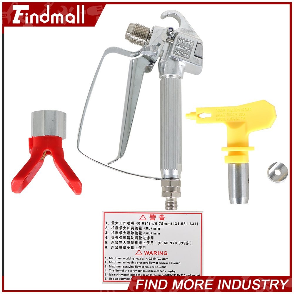 2PCS 3600PSI Max Airless Paint Spray Gun 517 Spray Tip+Nozzle Guard for Sprayers