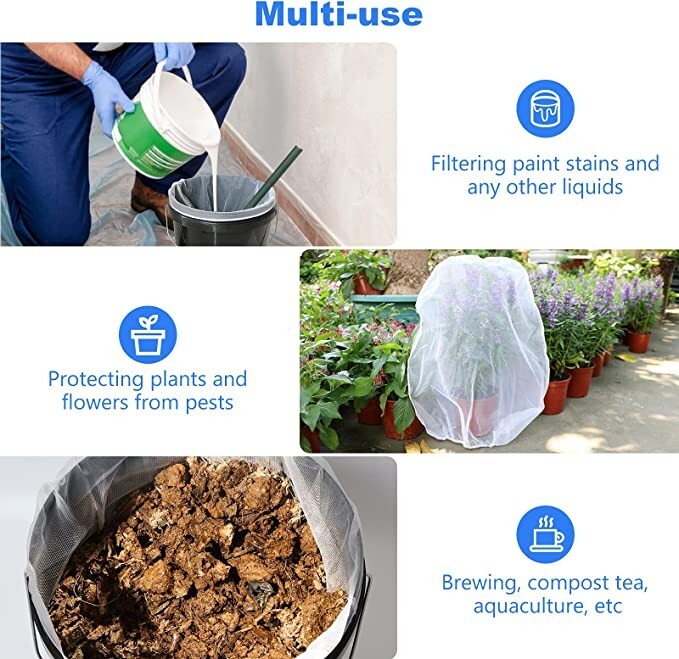 50 Pieces Paint Strainer Bags Include 50 Pieces 5 Gallon White Fine Mesh Filters
