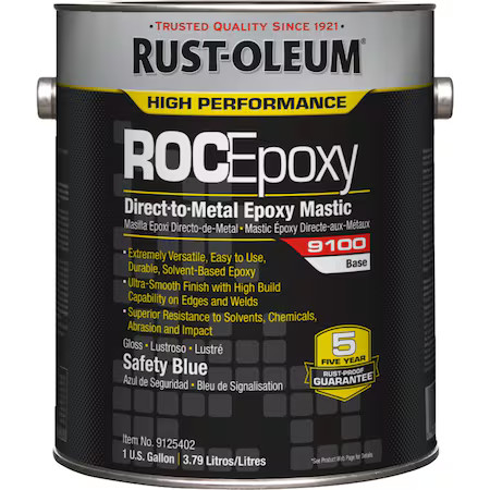 Rust-Oleum 9125402 Epoxy Mastic Coating Base, Safety Blue, Semi-Gloss, 1 Gal,