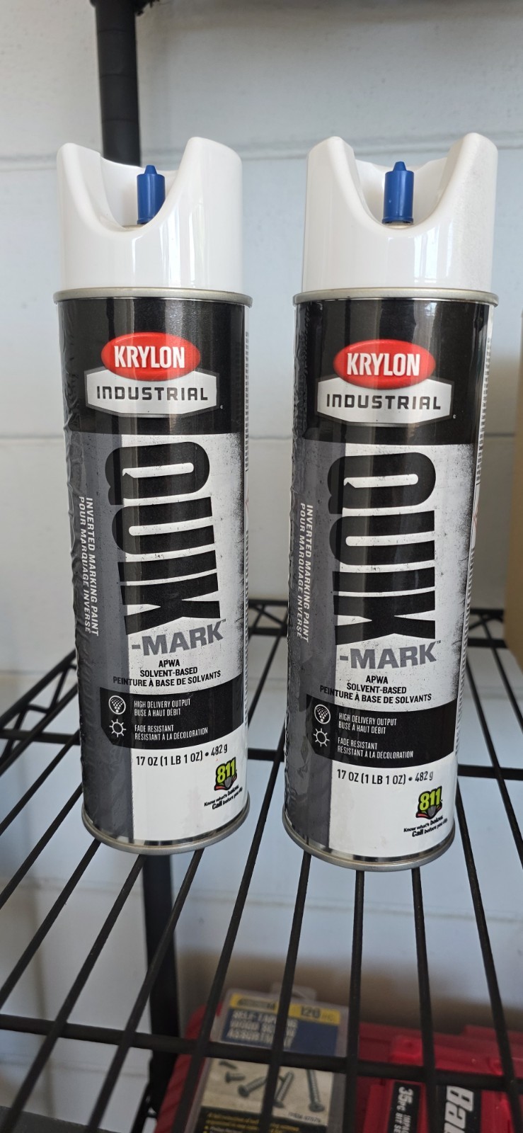 Krylon Industrial Quik-mark Inverted Marking Paint APWA WHITE 17Oz (2)can
