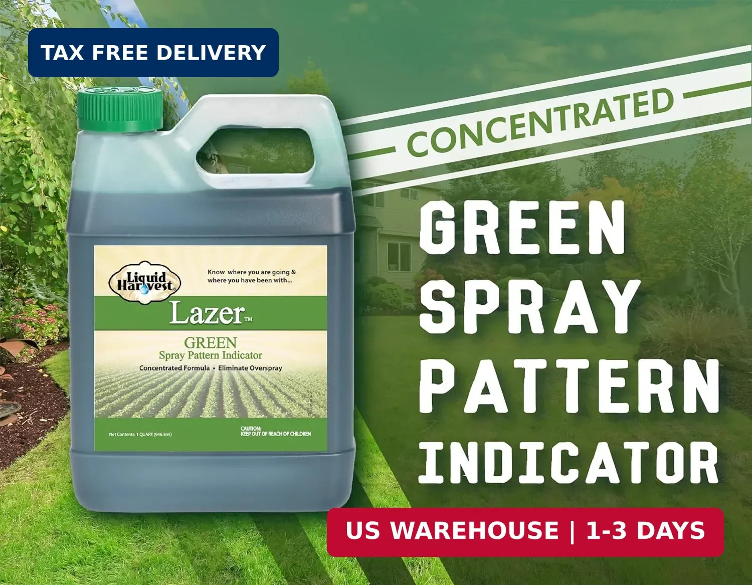 Liquid Harvest Lazer Green Concentrated Spray Pattern Indicator – 1 Quart (32 Ou