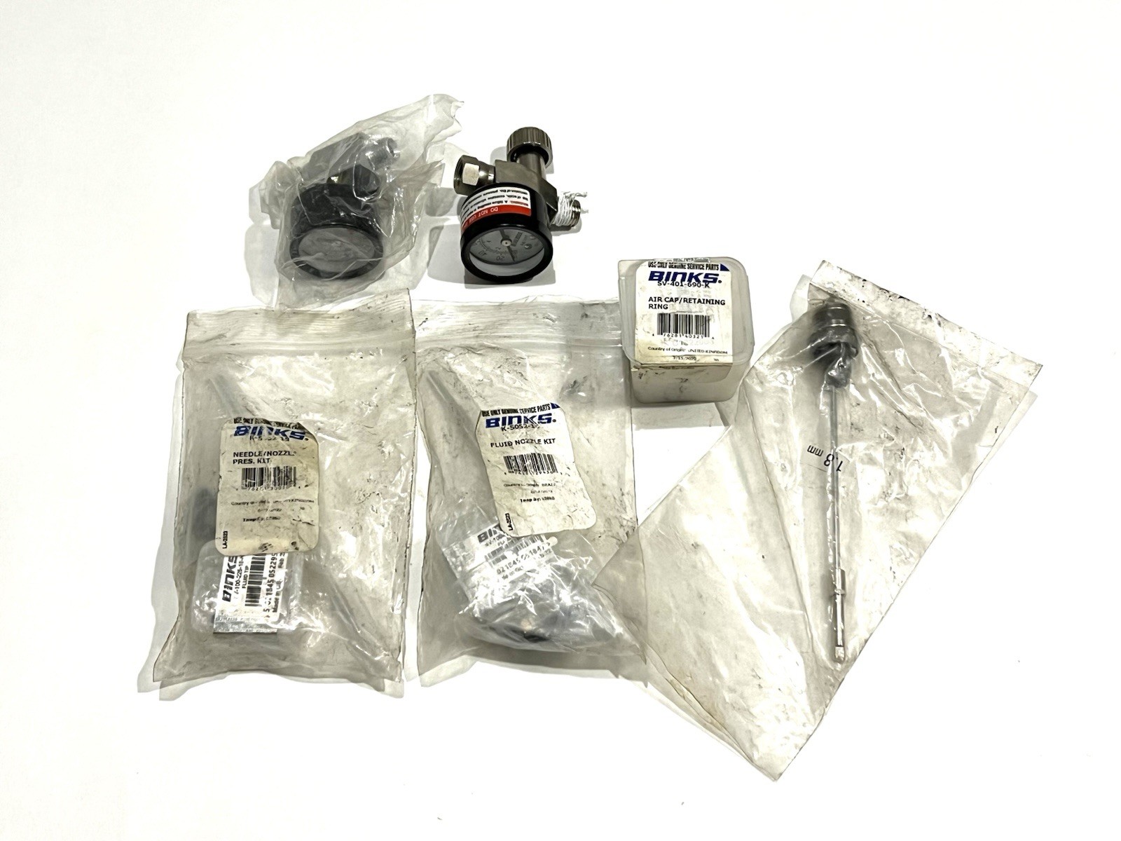 Binks Spray Gun Parts Lot – Air Cap SV-401-690-K, Fluid Nozzle Kit