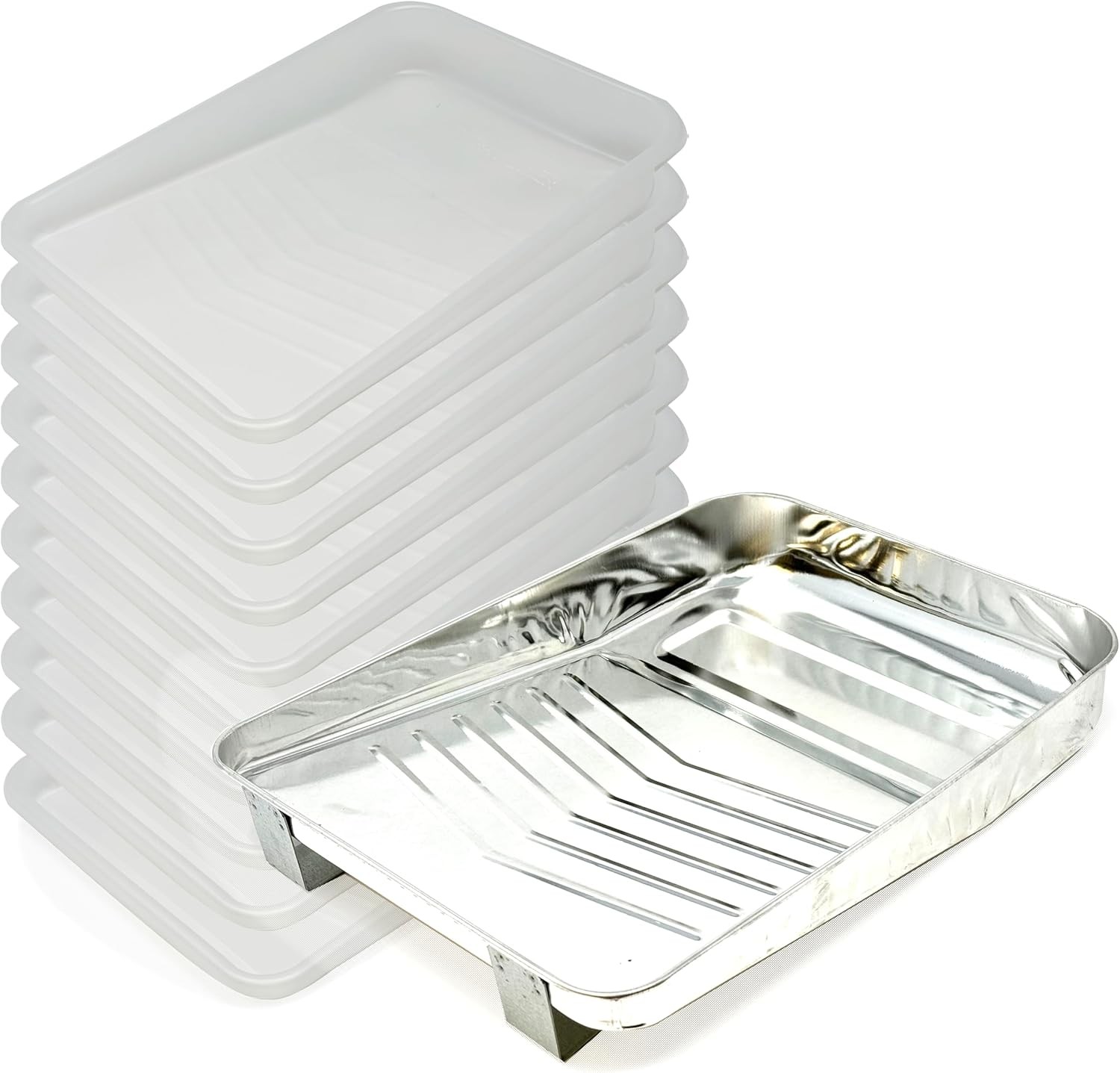 Allgala Premium 9 Inch Metal Paint Roller Tray with 10 9IN (Pack of 1+10)