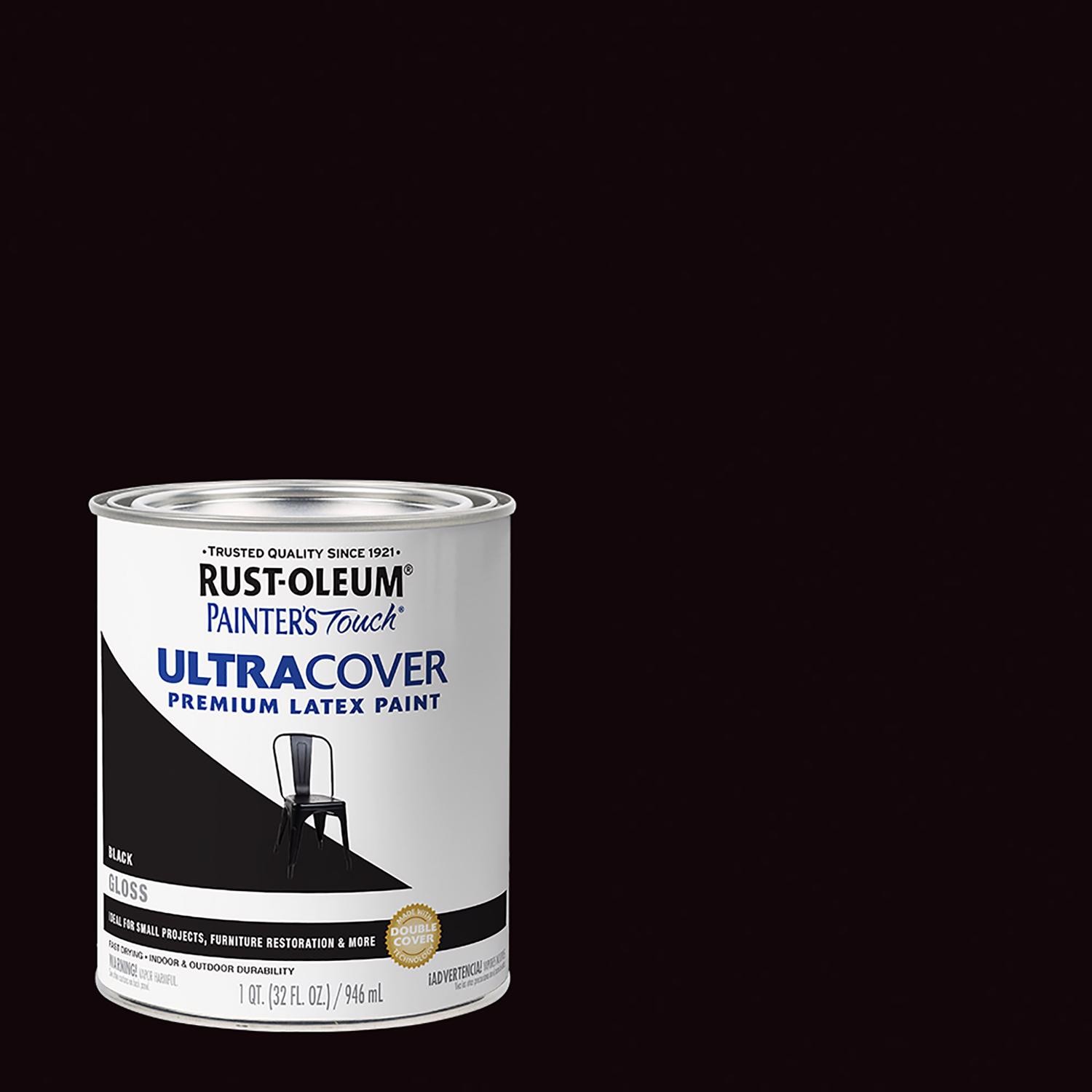 Rust-Oleum 1979502 Ultra Cover Gloss Black Brush-On Paint 1/2 Pint (Pack of 2)