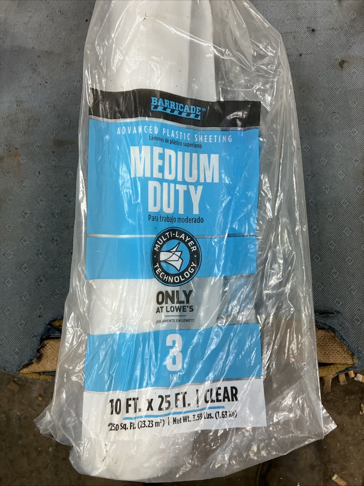 10-Ft x 25′ x 3-Mil Clear Plastic Sheeting Crawl-Space Concrete Protector Cover