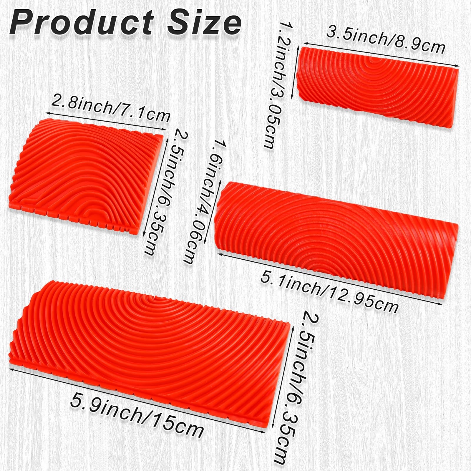 5 Pcs Wood Graining Tools, Soft Rubber Knurling Tool DIY Pink