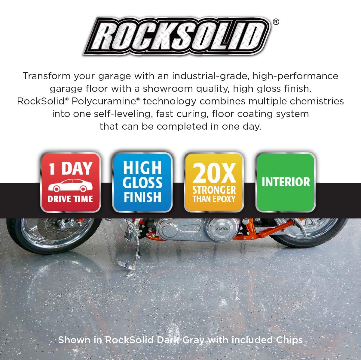 Rust-oleum Rocksolid Polycuramine Garage Floor Coating Gray 250 Sq Ft 20X Str…