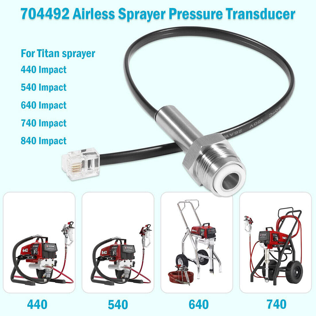 Pressure Transducer Sensor 704492 for Airless Sprayer Titan Impact 440 540 640