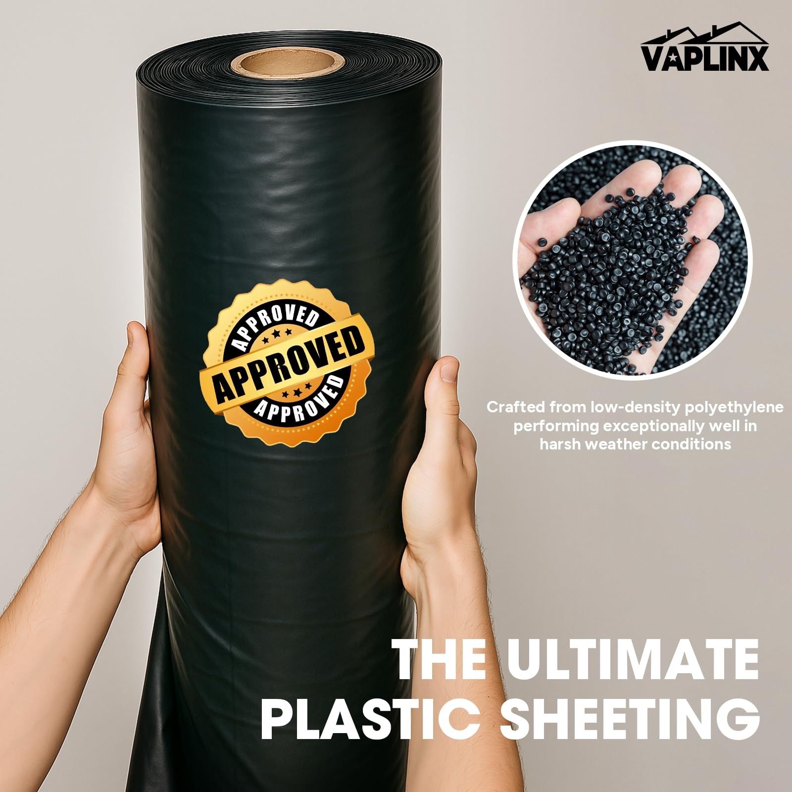 10 Mil Black Plastic Sheeting 5×100 FT – UV Protection Poly Sheeting Polyethy…