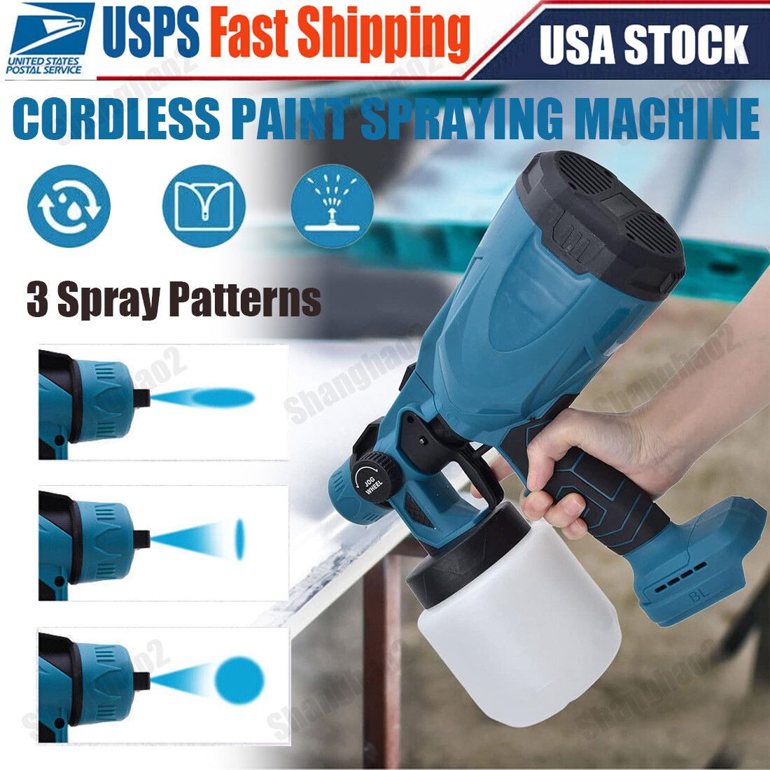 High Pressure Cordless Paint Sprayer Electric Airless HVLP Spray Gun +2 Battery