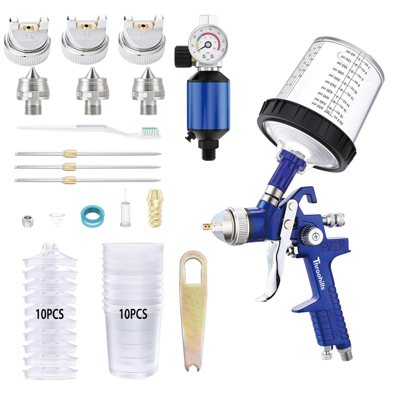 Throohills Professional Hvlp Spray Gun 1.4/1.7/2.0Mm Nozzle Hvlp High