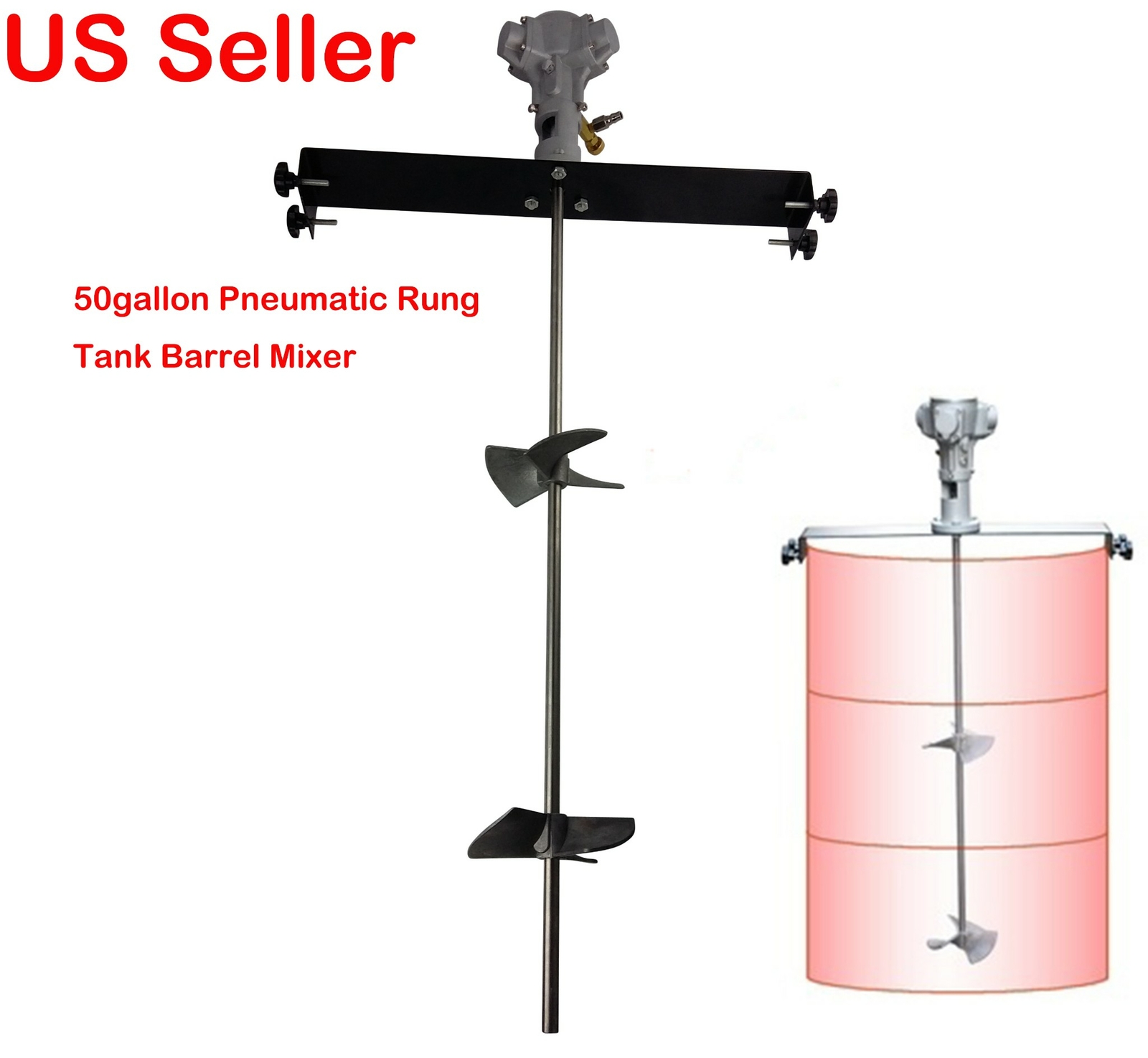 50 gallon Pneumatic Rung Tank Barrel Mixer Aluminum Alloy Chemical Tank Dope