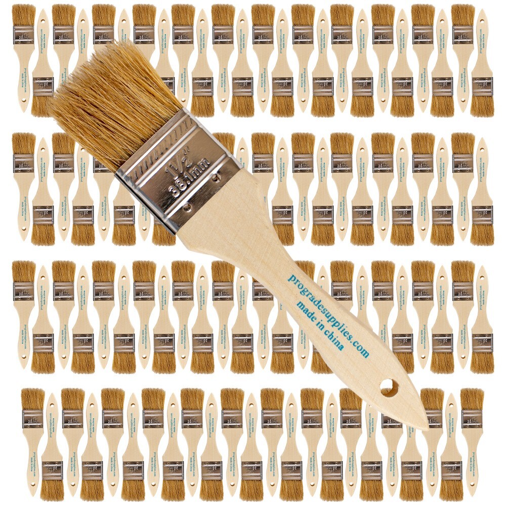96 Pack – 1.5″ Chip Brushes for Paints, Stains, Varnishes, Glues & Gesso