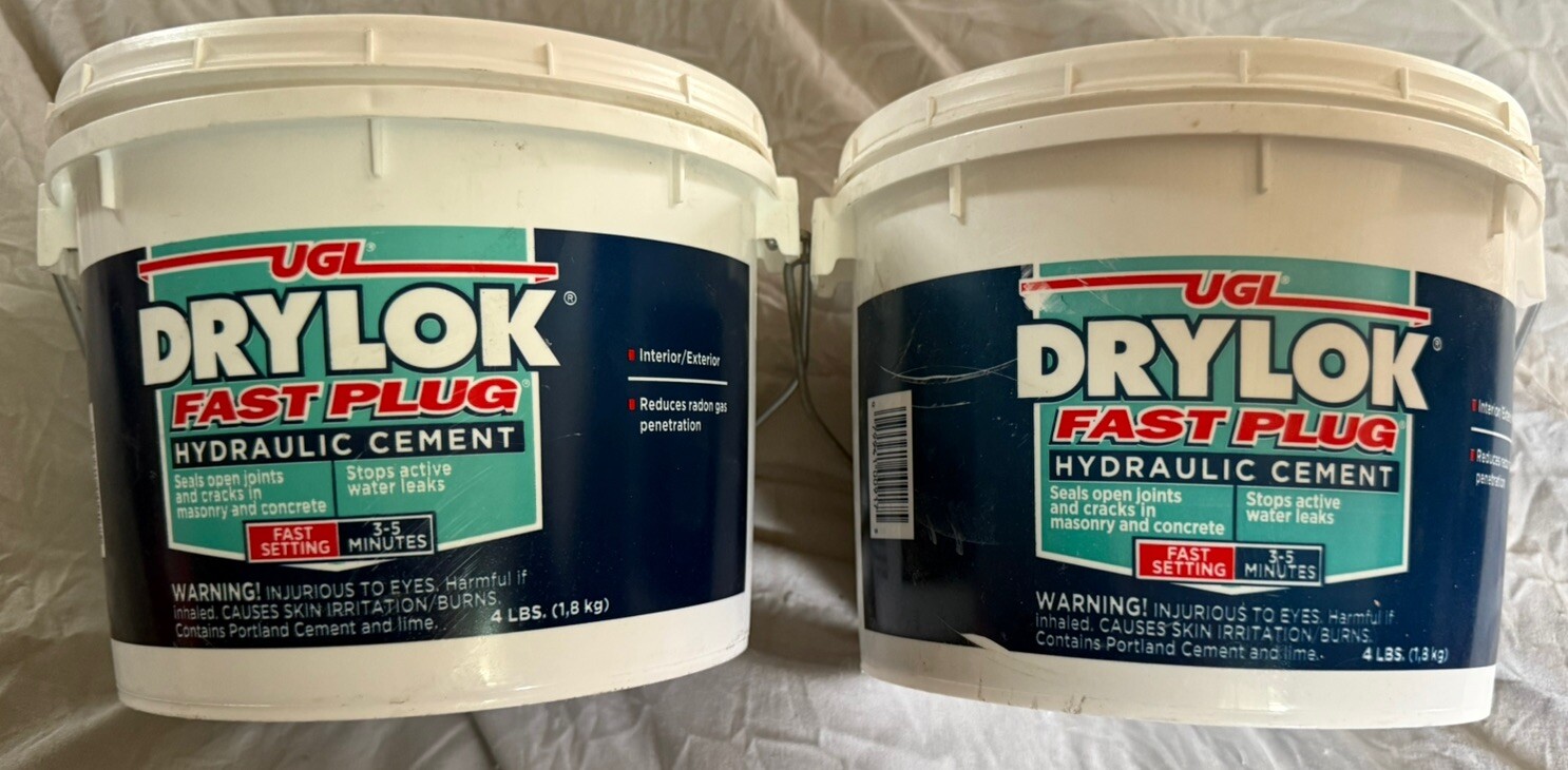 2 – DRYLOK Fast Plug Hydraulic Cement, 4 Pound buckets