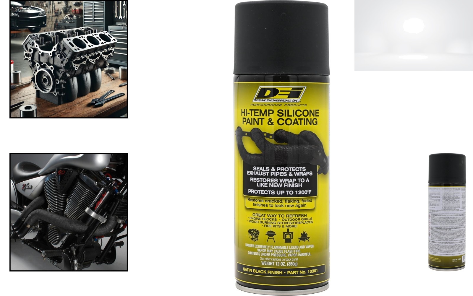 Silicone High Temp Coating Spray Black 12oz For Metal Engine Parts Up To 1200F