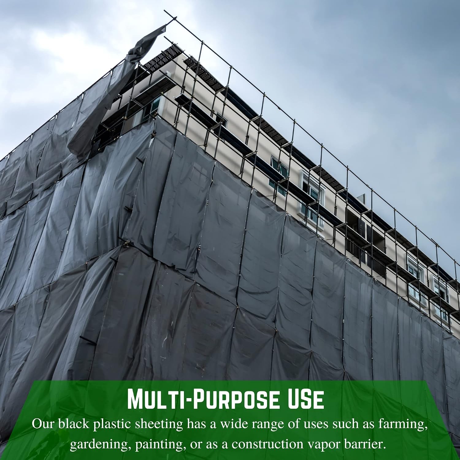– Black Plastic Sheeting – 10 mil – (24′ x 100′) – Polyethylene Vapor Barrier