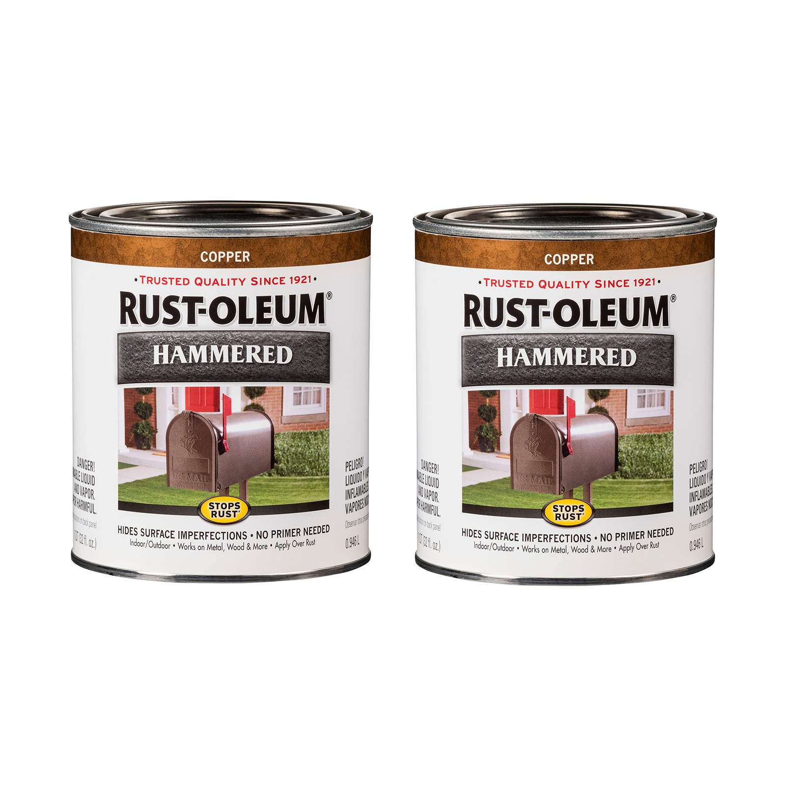 Rust-Oleum 239074-2PK Stops Rust Hammered Finish 32 Fl Oz (Pack of 2), Copper