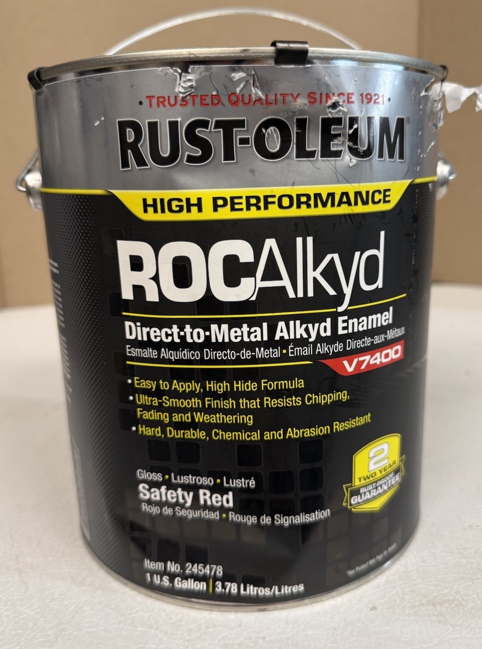 Rust-Oleum HIGH PERFORMANCE ROCAlkyd DTM Enamel V7400. Safety Red
