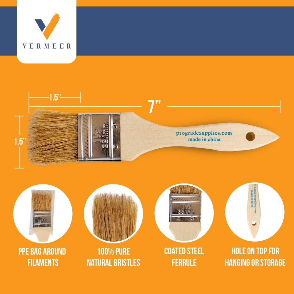 96 Pack – 1.5″ Chip Brushes for Paints, Stains, Varnishes, Glues & Gesso