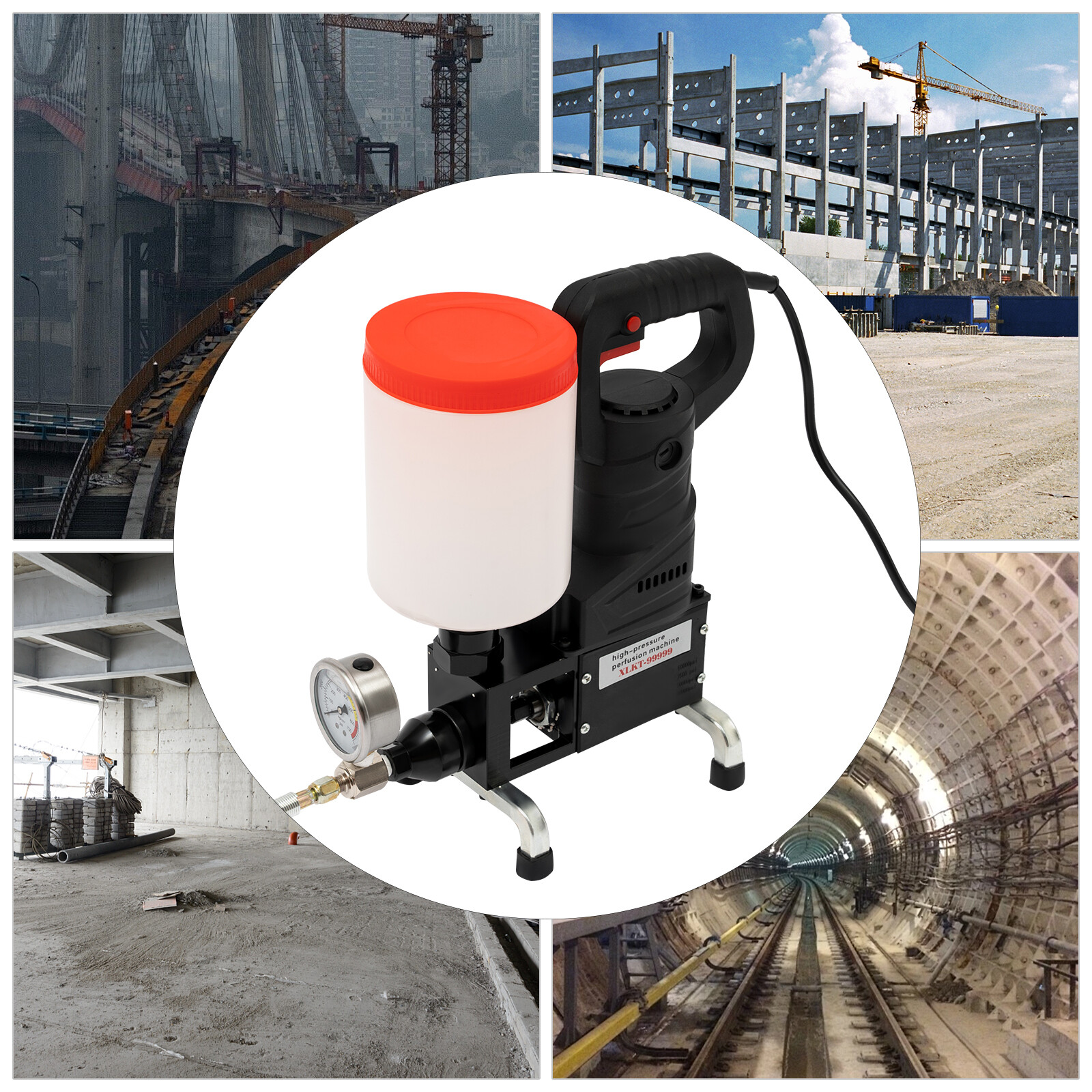 Electric Grouting Machine High Pressure Grouting Injection Pump 0-10000PSI 110V