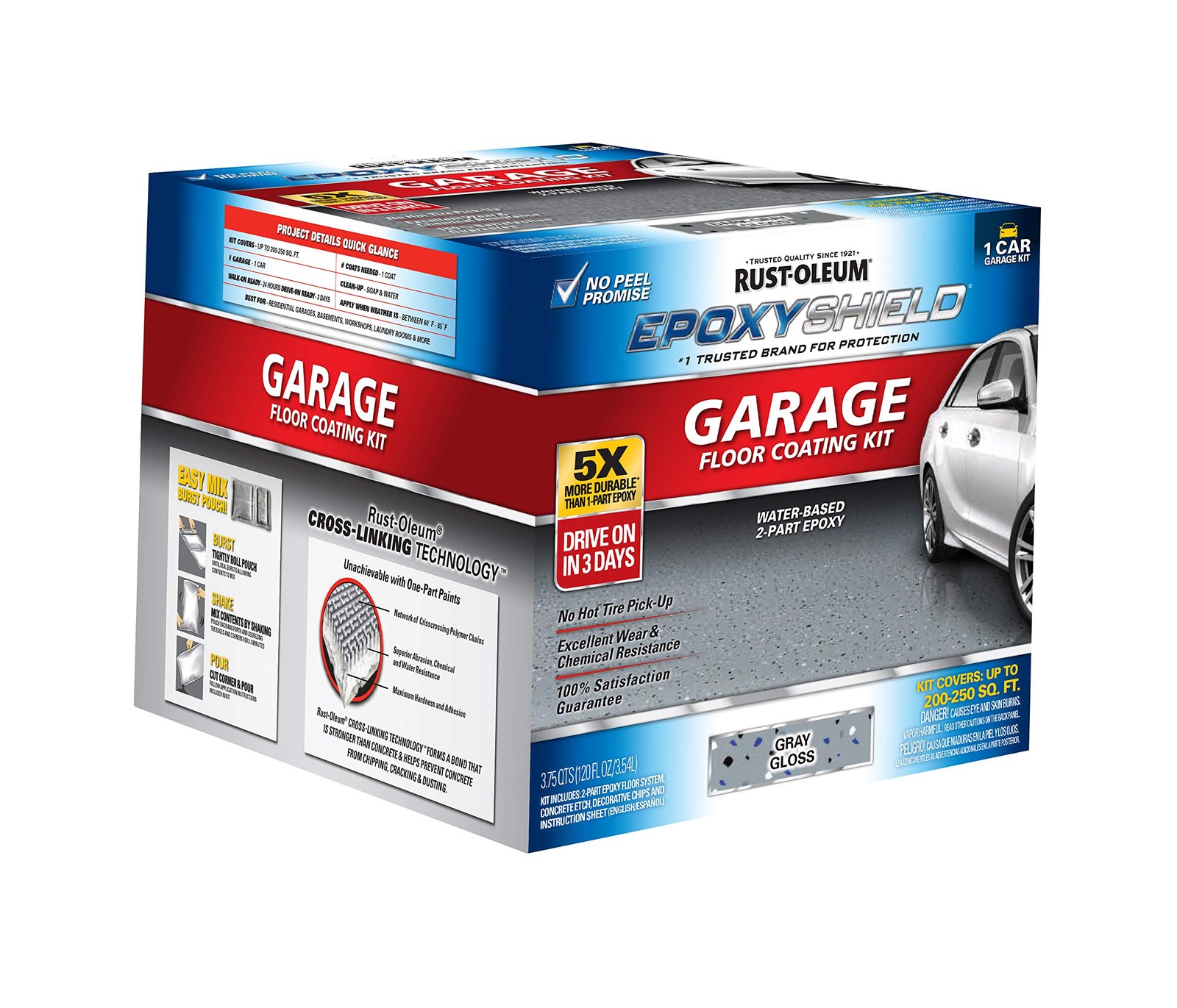 Rust-Oleum 327081 EPOXYSHIELD Garage Floor Coating Kit, 1 1 Car, Dark Gray